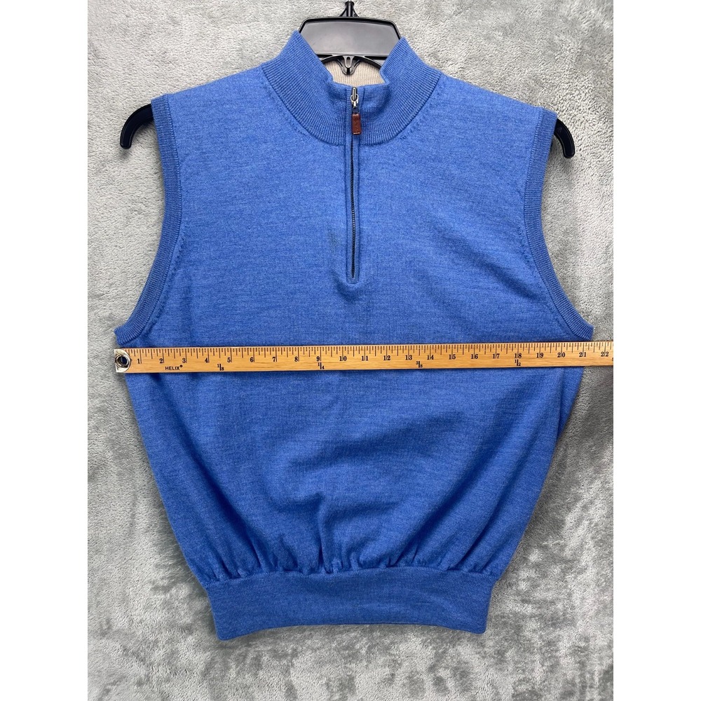 Peter Millar‎ Women's 1/4 Zip Sweater Vest XL Heather Blue Merino Wool - Picture 2 of 9